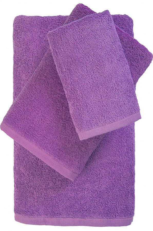 Полотенца махровые набор для ванны из 3х  30x60,50x90,70x130 т.фиолетовый